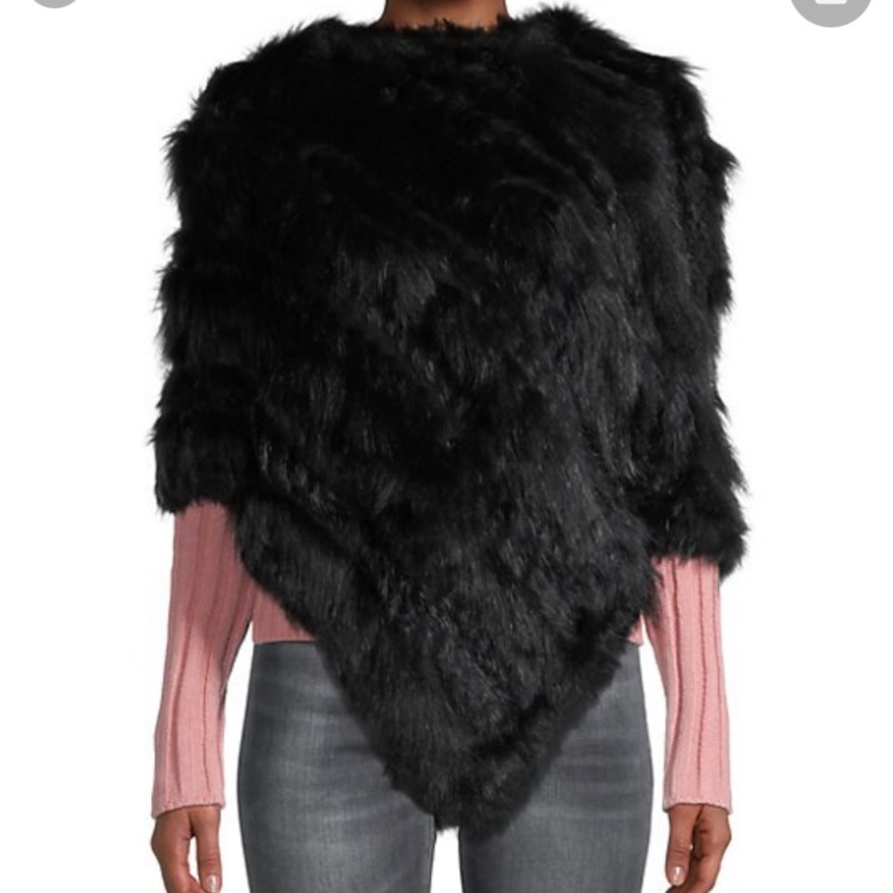 Black Fur Adrienne Landau Poncho Cape NWT - Picture 8 of 11